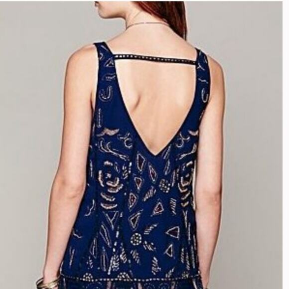 Free People Secret Garden Beaded Shift Small Dress - Picture 2 of 9
